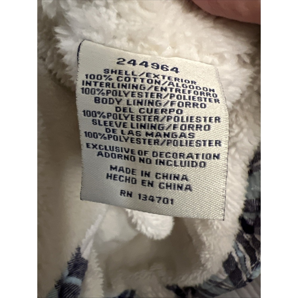 Boston Traders Hooded Shacket Blue White Plaid Flannel Women's Fleece Lined - Picture 4 of 7